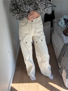 Ivory Cargo Convertible jeans Wide Leg Pants